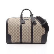 【二手】Gucci GG Supreme 兩用波士頓包 779855 米色/黑色 PVC 塗層帆布皮革大號旅行包 男女通用