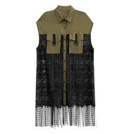 XITAO Dress Casual Mesh Patchwork Shirt Dress
