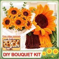 DIY Sunflower Bouquet Fuzzy Wire Kit | Craft Material Set with Wrapping Paper & Video Tutorial