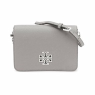 【TORY BURCH】雙T-LOGO皮革斜背包-灰色