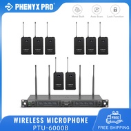 Phenyx Pro PTU-6000B 8-Channel UHF Wireless Microphone System 8 Bodypacks and Headsets/Lapel Mics Au