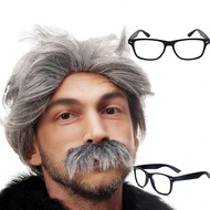 วิกผมชุดแต่งตัวตลกสำหรับปู่ย่าตายาย วัยกลางคนและสูงอายุ วิกผมโกร๋น วิกผมคุณยาย อุปกรณ์คอสเพลย์ แว่นต