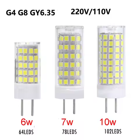 1PC Dimmable 10w G4 G8 GY6.35 LED Bulb AC220V 110V Small Mini Ceramic Corn Light 102 leds Replace 10