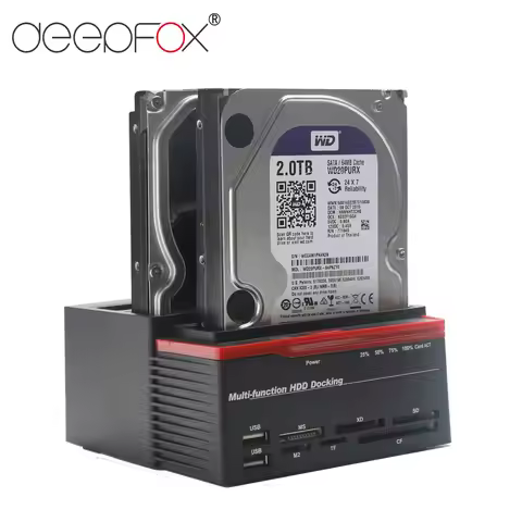 DeepFox 2.5"/3.5" USB 3.0/Type C to 2 SATA Ports 1 IDE Port HDD Hard Drive Disk Docking Station Card