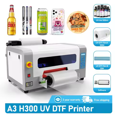 A3 XP600 UV DTF Printer UV Printer Flatbed UV Printing Machine for UV Stickers Print Metal Acrylic W