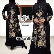 abaya gamis bordir afni jetblack saudi jubah hitam