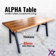 ✣Alpha Dining Table  Rubber wood Table Top Solid Wood Table Meja Makan Study Table Gaming Table Offi