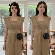 Lovito Casual Jumpsuit Plain Pleated Split Jumpsuit for Women LNE71596\6