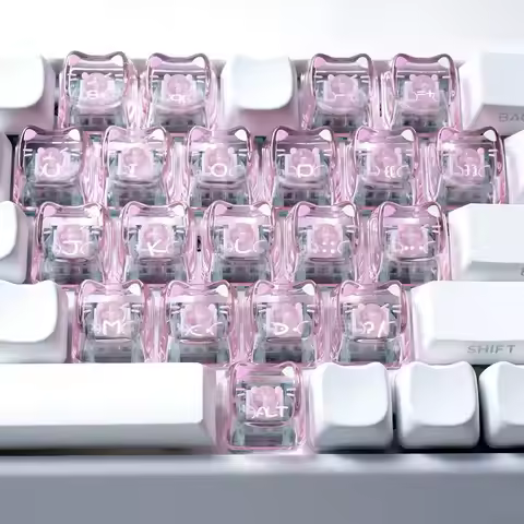 Kitten Pink Love Keycaps Translucent Heart Cute Keycaps Personality DIY Adaptation Ev63 Magnetic Axi