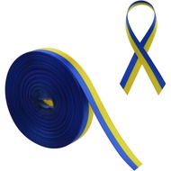 WANDIC 20 Yards Down Syndrome Awareness Satin Ribbon, Yellow & Blue Ribbon World Down Syndrome Day f