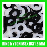 PlasticRing 8mm M8 Flat Nylon Washer Spacer 8x16x1.5mm Waser spacer