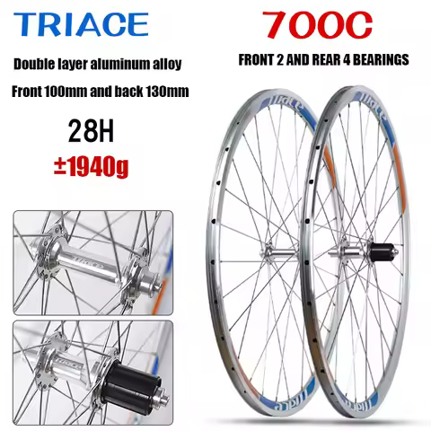 TRIACE 700C Road Bicycle Wheels 2/4Bearing Hub V Brake 7/8/9/10/11S Aluminum alloy Wheelset Rim 100/