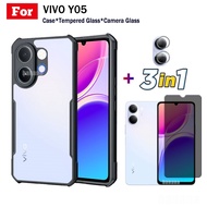 3 IN 1 Vivo Y05 Anti-fall Mobile Phone Case for Vivo Y 05 Y0 5 Tempered Glass Film+lens Film