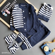 Bee motif 4in1 knitted baby top pants hat socks baby 0-4 months