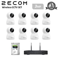 2ECOM 3mp HD 1296P Indoor Wireless WIFI CCTV SET Wireless CCTV Kit 2 way audio ptz control 360 rotat