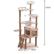 cat climbing frame solid wood  cat tree for big cat 170cm Formaldehyde free Tree Toy Scratch Plat Bed Triple Layer Square Fur Cat Tree Modern Colour Sisal Post Cat Toy Cat Tree