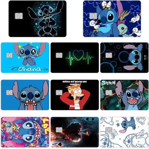 Diy Stitch Kawaii Credit Card Skin Stickers for VISA Credit Debit Bank Card Transportation Card Wate
