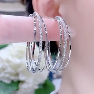 Diamond Silver Earrings Fashionable All-Match Style 999 Sterling Silver Earrings New Style Earrings 