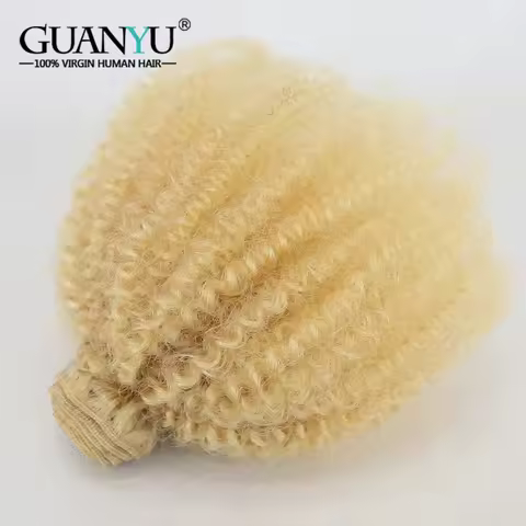 4*4 Afro Kinky Curly Blonde #613 Hair Bundle 1pc Brazilian Virgin Human Hair 4B 4C Blonde Bundle Hai