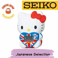 Seiko Clock Table Clock White Body Size: 17.9x14.7x11.9cm Hello Kitty Alarm Clock Digital JF801A 45th anniversary model Design with Union Jack LED Light Snooze Volume Control Direct from Japan