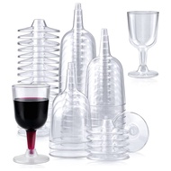 50Pcs Clear Plastic Wine Glass Recyclable Disposable & Reusable Cups for Champagne Dessert Beer Pudd