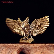 (Takashitree) 1Pcs Vintage Brass Animal Statue Antique Copper Flying Owl Figurines Home Decor Small 