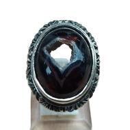 Cincin Batu Akik Yaman Wulung Motif Combong Asli dan Natural Model Random