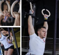 ยิมนาสติกแหวนโ Wood Gymnastic Rings Olympic Rings 1pair Premium Heavy Duty Cross Training Wood Gymna