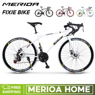 MER  Fixie Bike/ 24 27 Speed Shifter Bike/dual Disc Brake Lightweight City Bike/26 Inch Bent Handlebar Road Bike/30 40 60 Blade Wheels/high Carbon Steel Frame