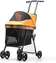 Folding Lightweight Pet Travel Cart 4 Wheels Cat Dog Cage Stroller Handlebar Height Adjustable Multi
