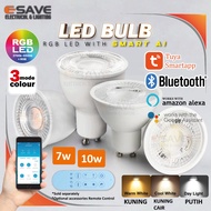 Smart AI Home LED GU10 Bulb Eyeball RGB + CCT Dimmalbe Tuya App. Mentol GU10 dengan Applikasi Pintar