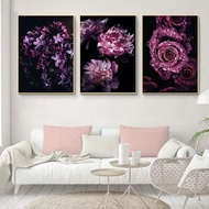 Frame Boho Scandinavian Purple Rose Natural Canvas Painting Poster and Print Modern Wall Art Picture for Living Room Home Decor