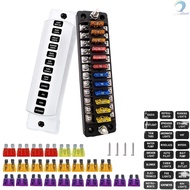 12 Way Fuse Block, Positive and Negative Anodes 12V-32V Blade Fuse Holder ATC/ATO Standard Fuse Box 