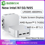 SZBOX Mini PC Intel N95 N150 Silver LPDDR5 8GB RAM Windows 11 Desktop Computer WiFi 5 Business Offic