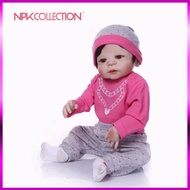 Girl Doll in Pink Dress Plastic Body 55cm 22inch NPK Full Silicone Body Reborn Doll PVN4482