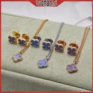 Vca four-leaf clover mini violet 9mm earrings necklace