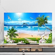 Environmental Protection TV Cover European Sea Castle Steppe Pattern Dust Cover TV Cloth/computer Cover Desktop/Wall Hanging/curved Screen/cover, Living Room/Home Decor(Size:40-43IN(102x65cm),Color:C)