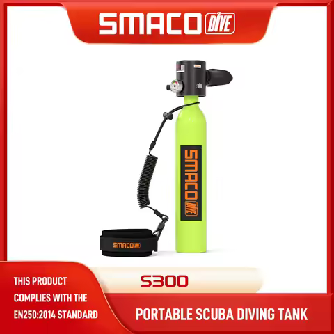 SMACO S300 Mini Scuba Tank 0.5L Portable Mini Diving Tank Reusable Pony Bottle up to 10 Minutes Dive