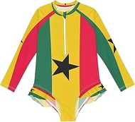 Ghana Flag Girls' Zipper Front Swimsuit 3T