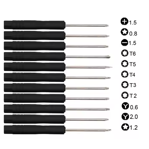 500Pc Mini Screwdriver 1.5 Phillips 1.5Slotted 0.6Y 2.0Y T2 T3 T4 T5 T6 0.8 Pentalobe Precision Scre