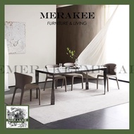 MERAKEE Customized Marble Like Sintered Stone Dining Table Black/White/Grey Aluminium Alloy Leg Dining Room F24