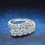 1pc Luxury 925 Sterling Silver Moissanite Ring, 5.5mmX2, 4.7mmX2, 4.0mmX2, 3.5mmX2, 2.8mmX2, Total 3