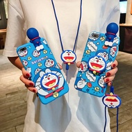 For Samsung Galaxy A13 4G A13 5G A04S A14 4G A14 5G A21 A22 4G A22 5G A23 4G A23 5G A31 A32 4G A32 5G A33 5G Cartoon Doraemon Phone Case (Including Stand Doll &amp; Lanyard)