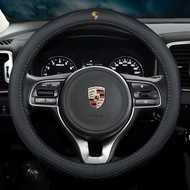 For Porsche 718 911 Cayenne Cayman Macan Panamera Boxster Taycan Leather Breathable Car Steering Whe