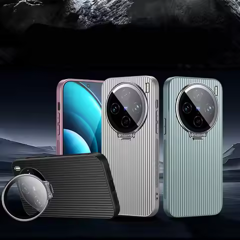 Hidden Bracket Corrugated Matte Hard PC Phone Case For VIVO X100 Ultra X200Pro X90 Pro X100S Pro Ful