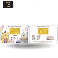 Transcend Bullion 0.50gm 999.9 Happy Birthday Pure Gold Bar