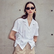 (LINE) String Shirring Point Blouse (Ivory)
