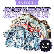 Kids Clothing Set Short Sleeve Button Shirt Shorts Floral Baju Budak Lelaki Perempuan