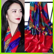 【Ready to stock】35.4inch Wave Point Islc Satin Malaysia Hijab 90×90cm Simulated Silk  Printing Squar