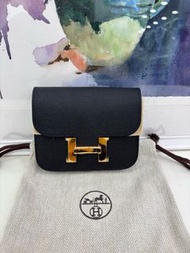👝Hermes Constance Slim Wallet/waist bag Hermes Noir GHW Stamp B at physical store in Admiralty HK 愛馬